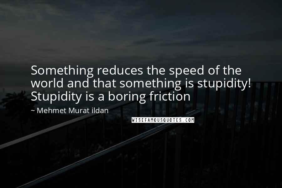 Mehmet Murat Ildan Quotes: Something reduces the speed of the world and that something is stupidity! Stupidity is a boring friction