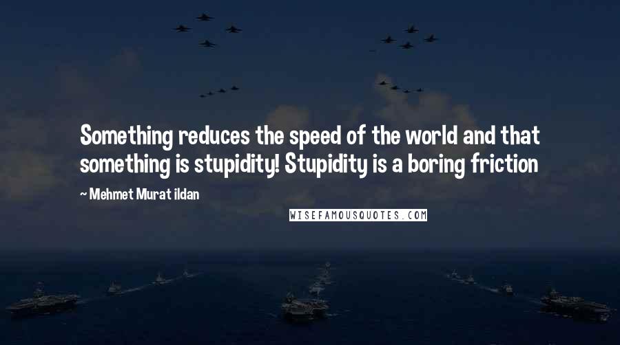 Mehmet Murat Ildan Quotes: Something reduces the speed of the world and that something is stupidity! Stupidity is a boring friction