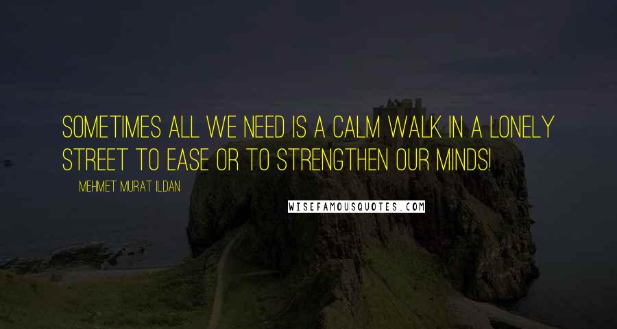 Mehmet Murat Ildan Quotes: Sometimes all we need is a calm walk in a lonely street to ease or to strengthen our minds!