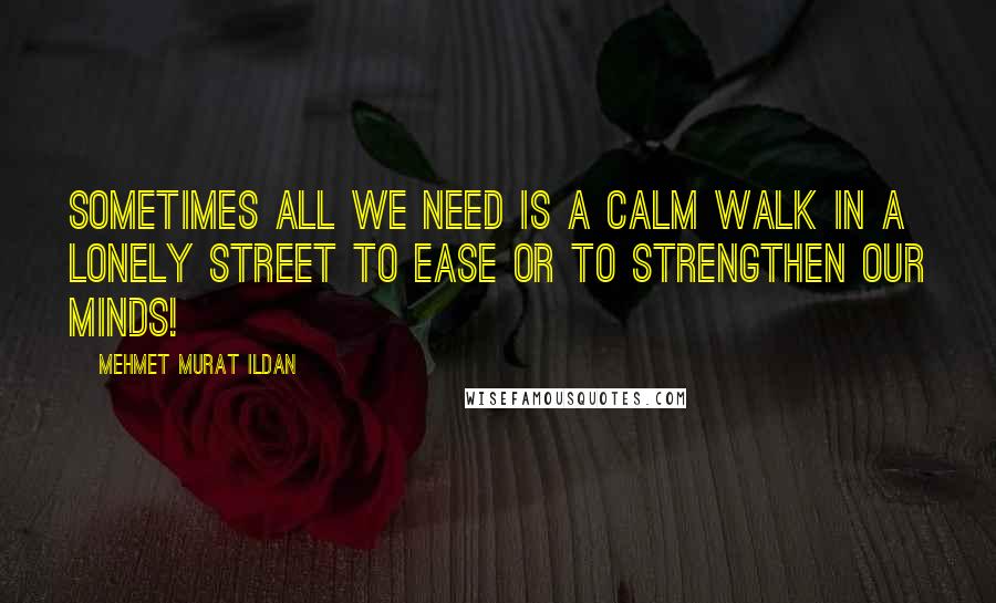 Mehmet Murat Ildan Quotes: Sometimes all we need is a calm walk in a lonely street to ease or to strengthen our minds!