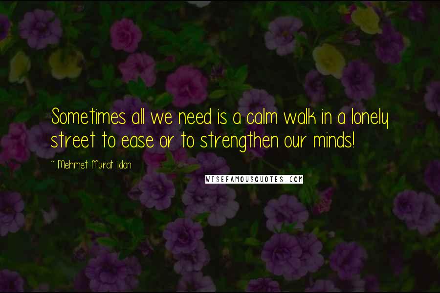 Mehmet Murat Ildan Quotes: Sometimes all we need is a calm walk in a lonely street to ease or to strengthen our minds!