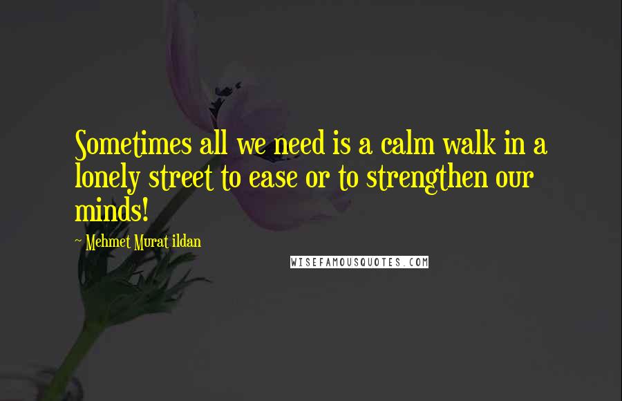 Mehmet Murat Ildan Quotes: Sometimes all we need is a calm walk in a lonely street to ease or to strengthen our minds!