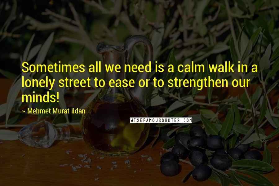 Mehmet Murat Ildan Quotes: Sometimes all we need is a calm walk in a lonely street to ease or to strengthen our minds!