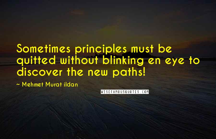 Mehmet Murat Ildan Quotes: Sometimes principles must be quitted without blinking en eye to discover the new paths!