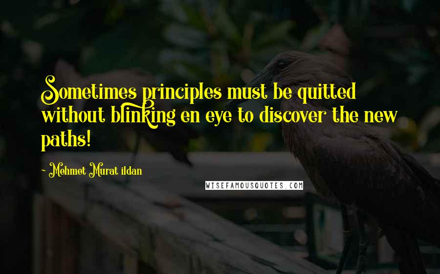 Mehmet Murat Ildan Quotes: Sometimes principles must be quitted without blinking en eye to discover the new paths!