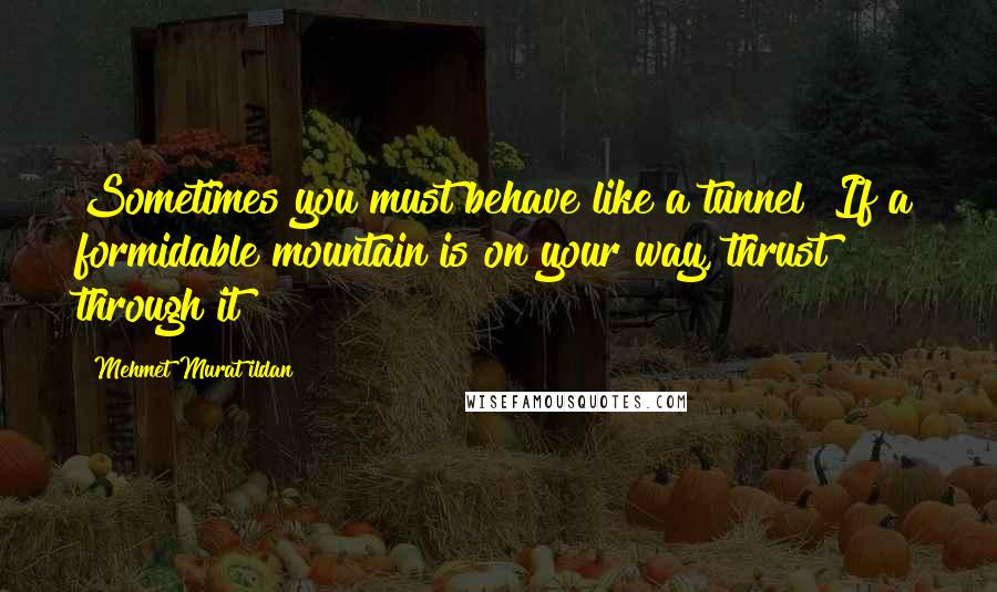 Mehmet Murat Ildan Quotes: Sometimes you must behave like a tunnel! If a formidable mountain is on your way, thrust through it!