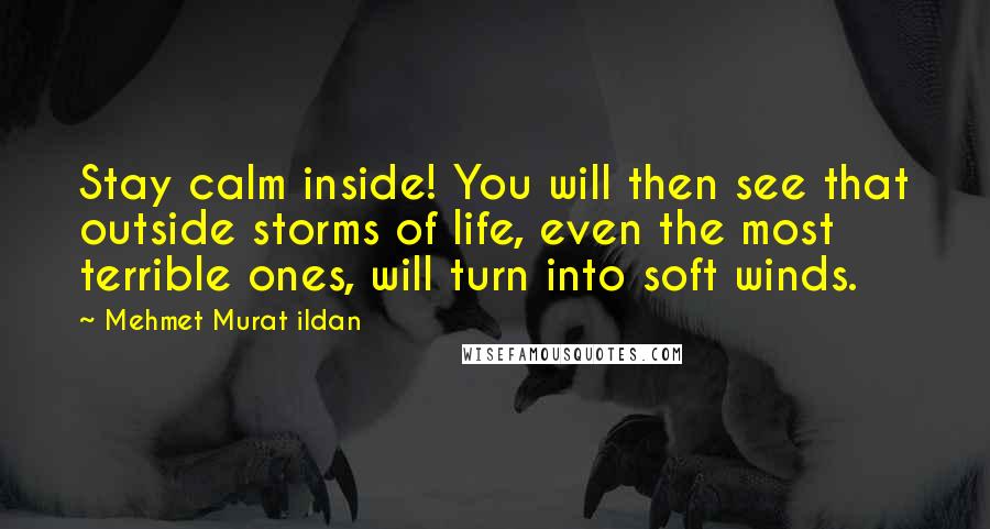 Mehmet Murat Ildan Quotes: Stay calm inside! You will then see that outside storms of life, even the most terrible ones, will turn into soft winds.