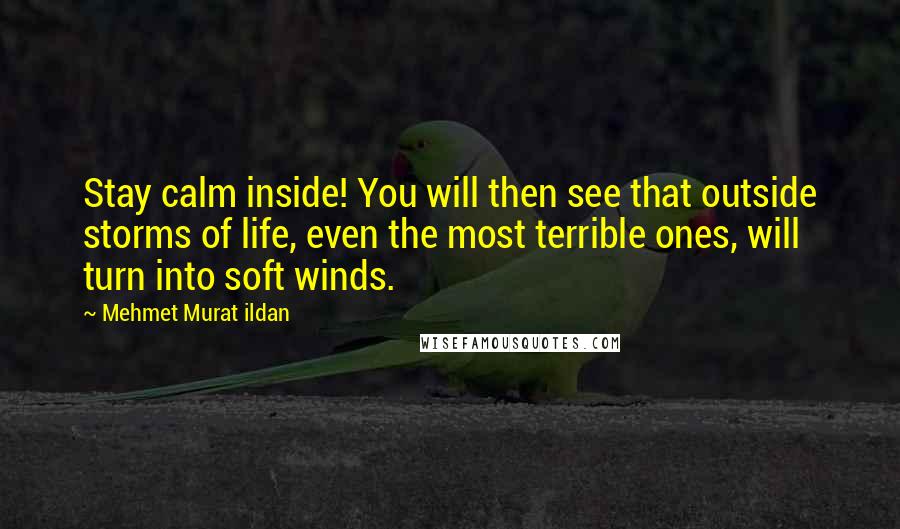 Mehmet Murat Ildan Quotes: Stay calm inside! You will then see that outside storms of life, even the most terrible ones, will turn into soft winds.