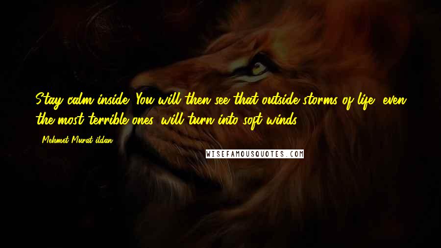 Mehmet Murat Ildan Quotes: Stay calm inside! You will then see that outside storms of life, even the most terrible ones, will turn into soft winds.