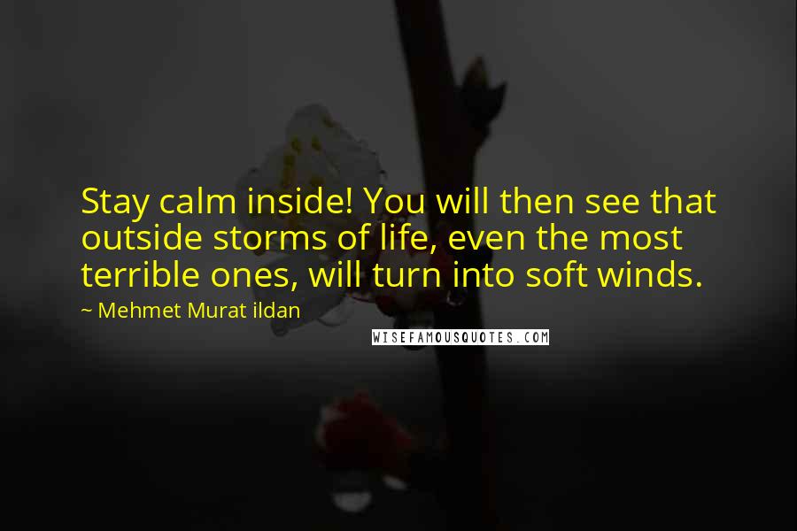 Mehmet Murat Ildan Quotes: Stay calm inside! You will then see that outside storms of life, even the most terrible ones, will turn into soft winds.