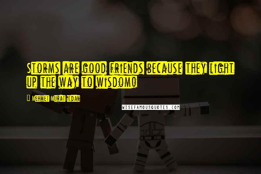 Mehmet Murat Ildan Quotes: Storms are good friends because they light up the way to wisdom!