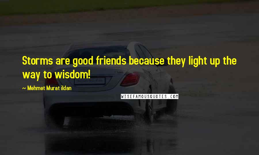 Mehmet Murat Ildan Quotes: Storms are good friends because they light up the way to wisdom!