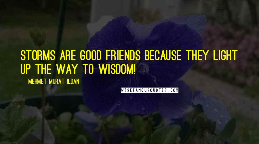 Mehmet Murat Ildan Quotes: Storms are good friends because they light up the way to wisdom!