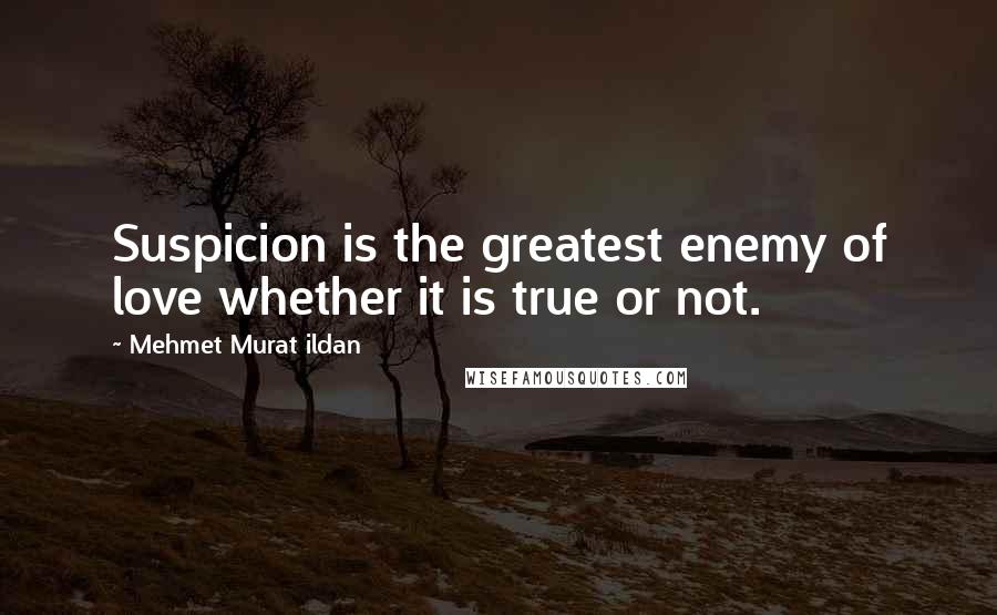 Mehmet Murat Ildan Quotes: Suspicion is the greatest enemy of love whether it is true or not.