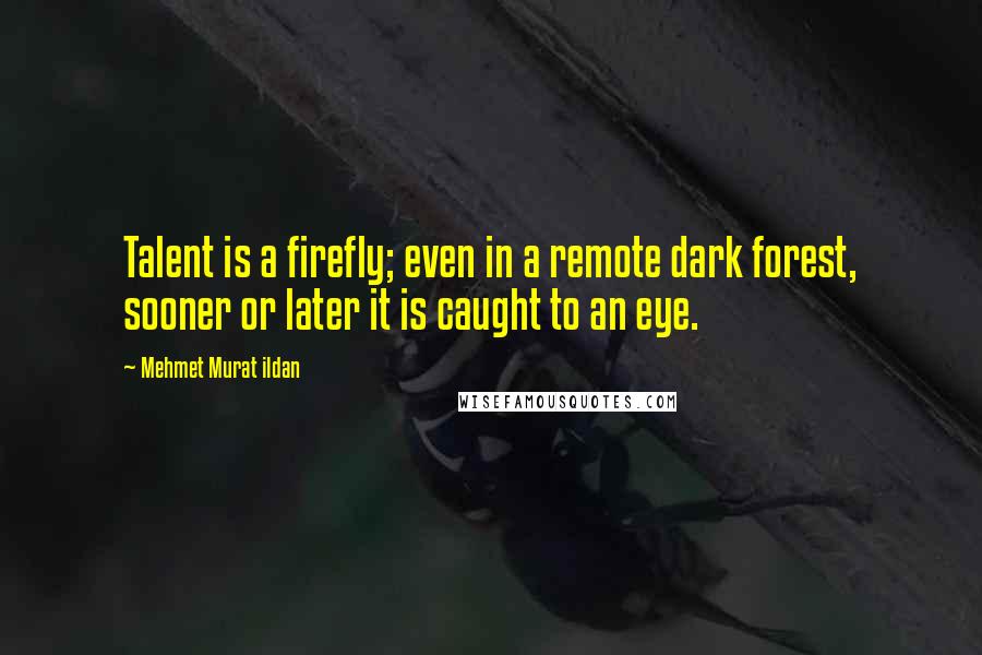 Mehmet Murat Ildan Quotes: Talent is a firefly; even in a remote dark forest, sooner or later it is caught to an eye.