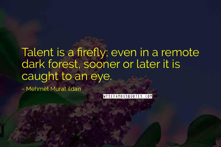 Mehmet Murat Ildan Quotes: Talent is a firefly; even in a remote dark forest, sooner or later it is caught to an eye.