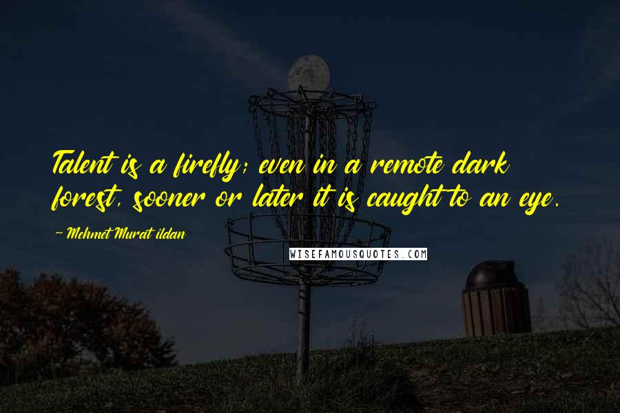 Mehmet Murat Ildan Quotes: Talent is a firefly; even in a remote dark forest, sooner or later it is caught to an eye.