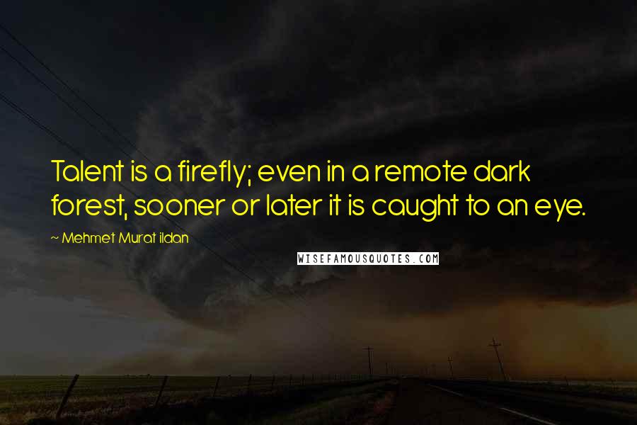 Mehmet Murat Ildan Quotes: Talent is a firefly; even in a remote dark forest, sooner or later it is caught to an eye.