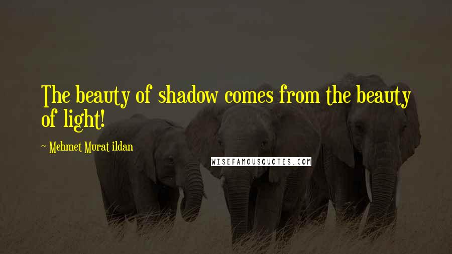 Mehmet Murat Ildan Quotes: The beauty of shadow comes from the beauty of light!