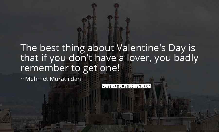 Mehmet Murat Ildan Quotes: The best thing about Valentine's Day is that if you don't have a lover, you badly remember to get one!