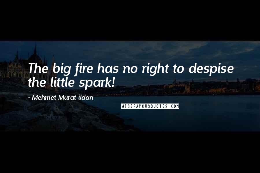Mehmet Murat Ildan Quotes: The big fire has no right to despise the little spark!