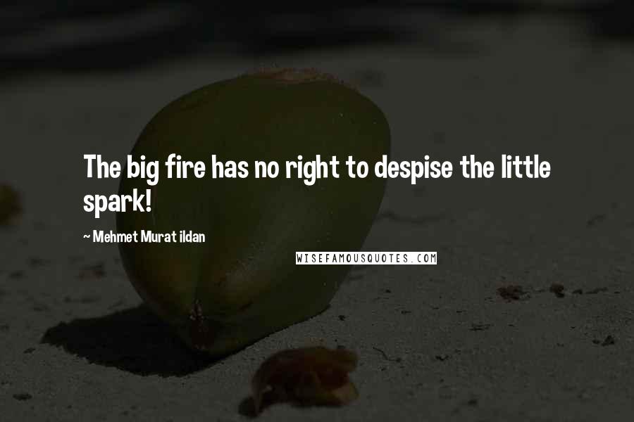 Mehmet Murat Ildan Quotes: The big fire has no right to despise the little spark!