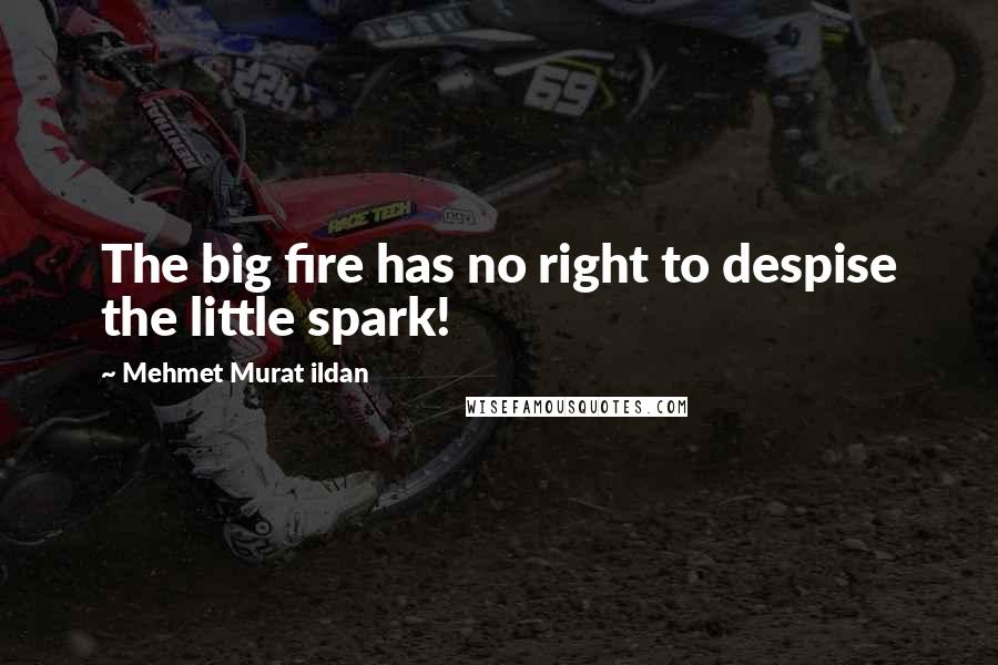 Mehmet Murat Ildan Quotes: The big fire has no right to despise the little spark!