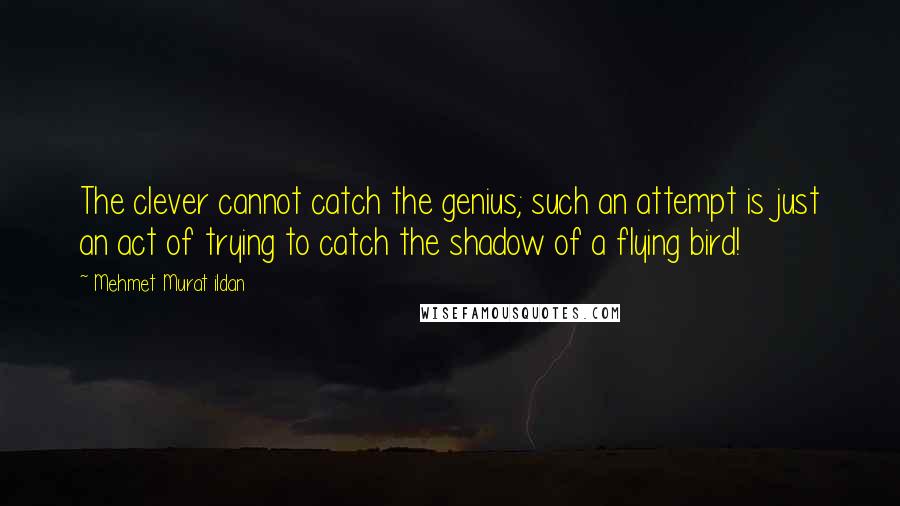 Mehmet Murat Ildan Quotes: The clever cannot catch the genius; such an attempt is just an act of trying to catch the shadow of a flying bird!