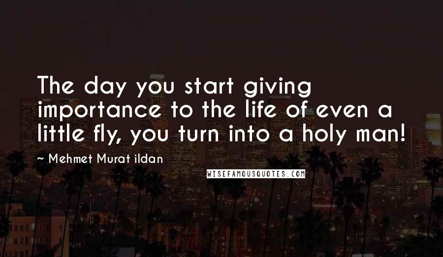 Mehmet Murat Ildan Quotes: The day you start giving importance to the life of even a little fly, you turn into a holy man!