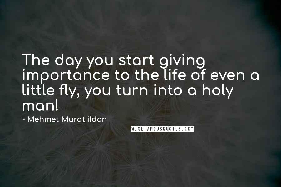 Mehmet Murat Ildan Quotes: The day you start giving importance to the life of even a little fly, you turn into a holy man!