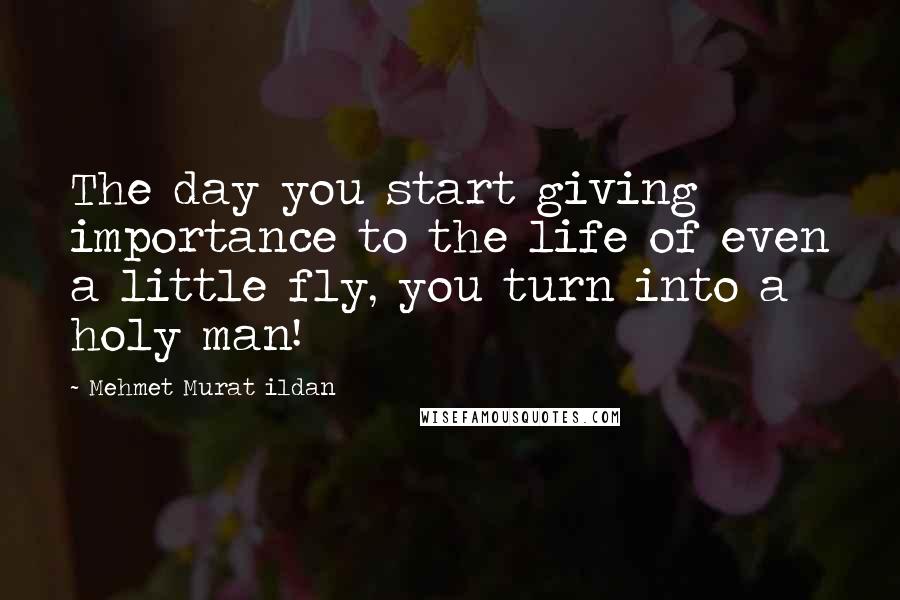 Mehmet Murat Ildan Quotes: The day you start giving importance to the life of even a little fly, you turn into a holy man!