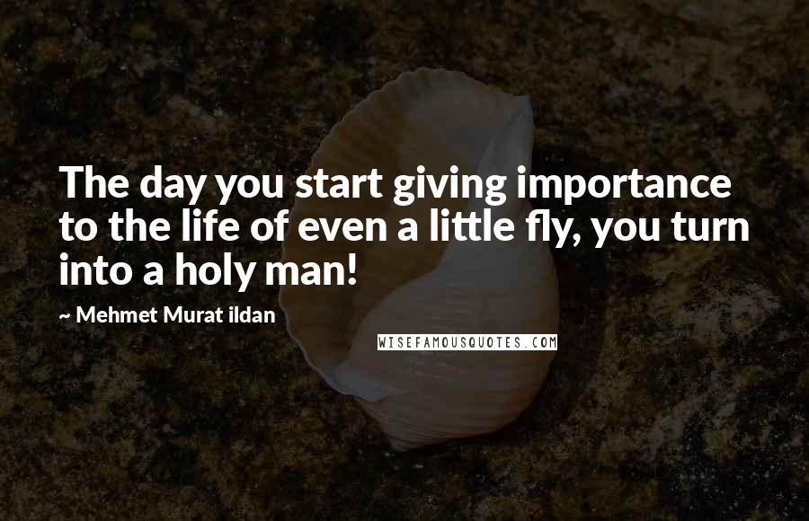 Mehmet Murat Ildan Quotes: The day you start giving importance to the life of even a little fly, you turn into a holy man!