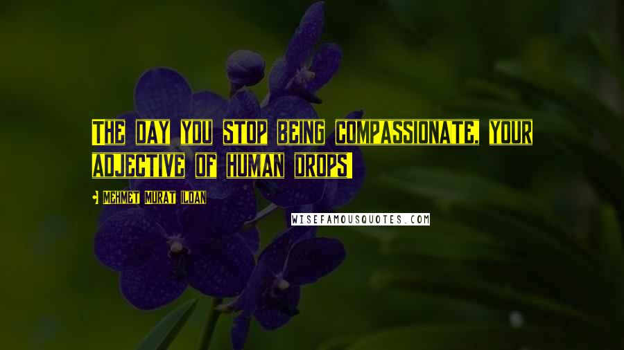 Mehmet Murat Ildan Quotes: The day you stop being compassionate, your adjective of human drops!