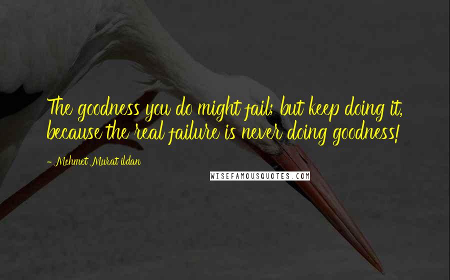 Mehmet Murat Ildan Quotes: The goodness you do might fail; but keep doing it, because the real failure is never doing goodness!