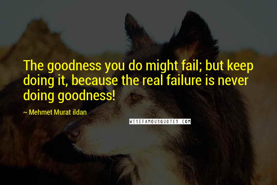 Mehmet Murat Ildan Quotes: The goodness you do might fail; but keep doing it, because the real failure is never doing goodness!