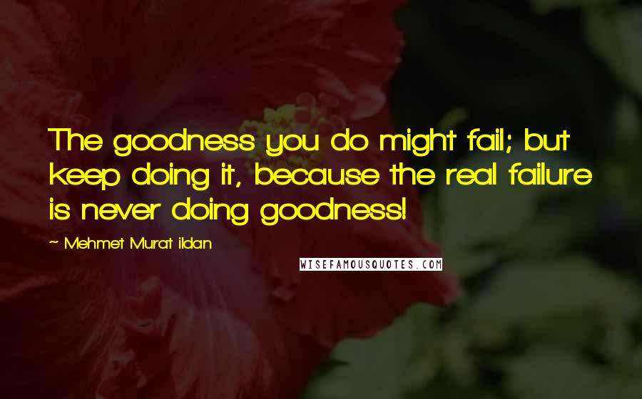 Mehmet Murat Ildan Quotes: The goodness you do might fail; but keep doing it, because the real failure is never doing goodness!