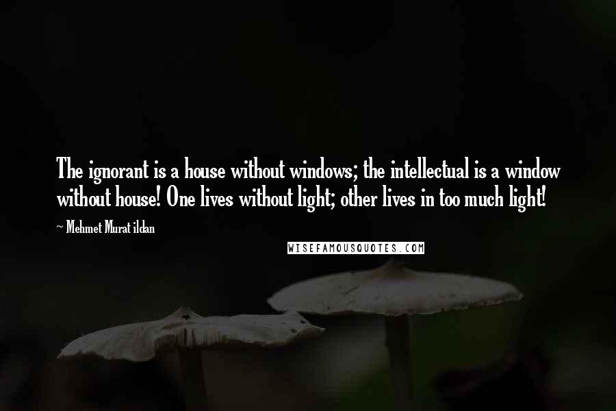 Mehmet Murat Ildan Quotes: The ignorant is a house without windows; the intellectual is a window without house! One lives without light; other lives in too much light!