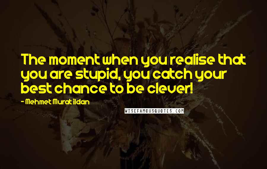 Mehmet Murat Ildan Quotes: The moment when you realise that you are stupid, you catch your best chance to be clever!