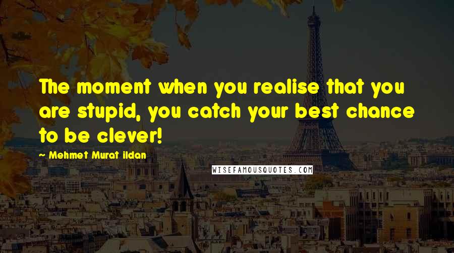 Mehmet Murat Ildan Quotes: The moment when you realise that you are stupid, you catch your best chance to be clever!