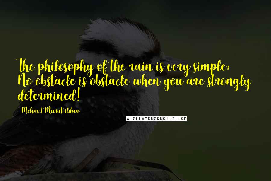 Mehmet Murat Ildan Quotes: The philosophy of the rain is very simple: No obstacle is obstacle when you are strongly determined!