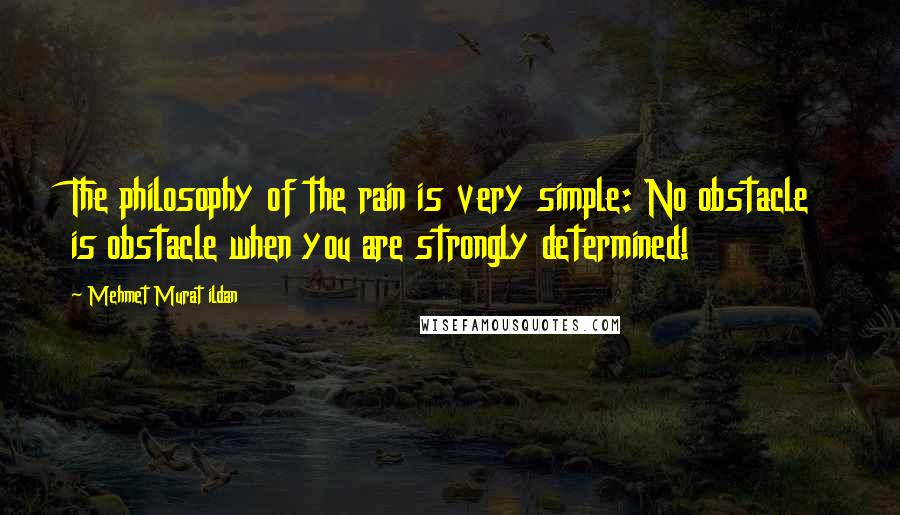 Mehmet Murat Ildan Quotes: The philosophy of the rain is very simple: No obstacle is obstacle when you are strongly determined!