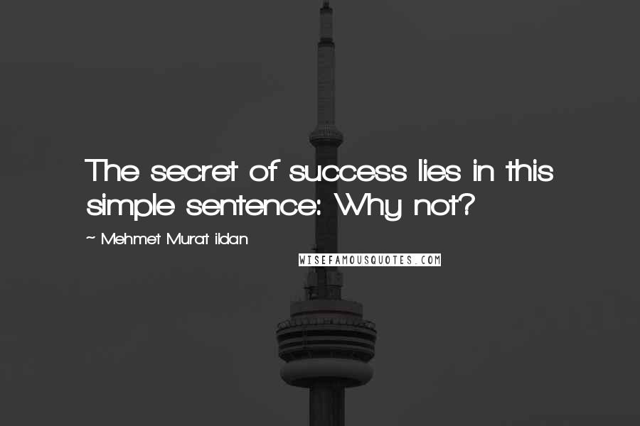 Mehmet Murat Ildan Quotes: The secret of success lies in this simple sentence: Why not?