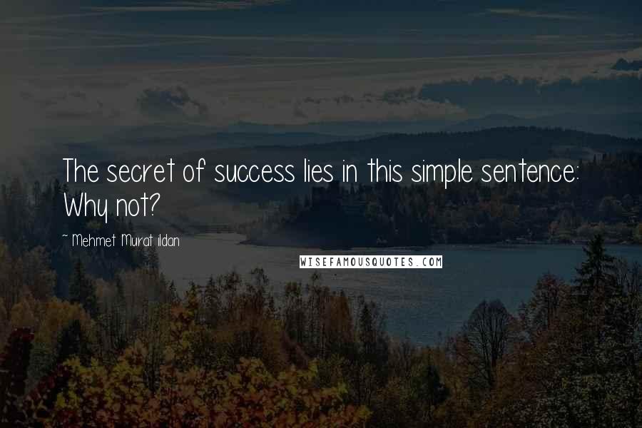 Mehmet Murat Ildan Quotes: The secret of success lies in this simple sentence: Why not?