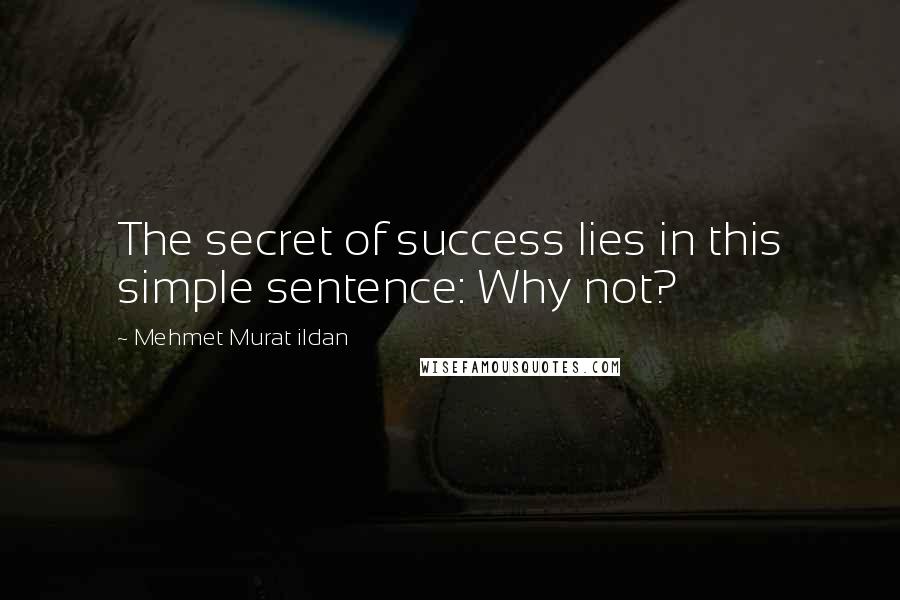 Mehmet Murat Ildan Quotes: The secret of success lies in this simple sentence: Why not?