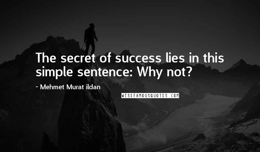 Mehmet Murat Ildan Quotes: The secret of success lies in this simple sentence: Why not?
