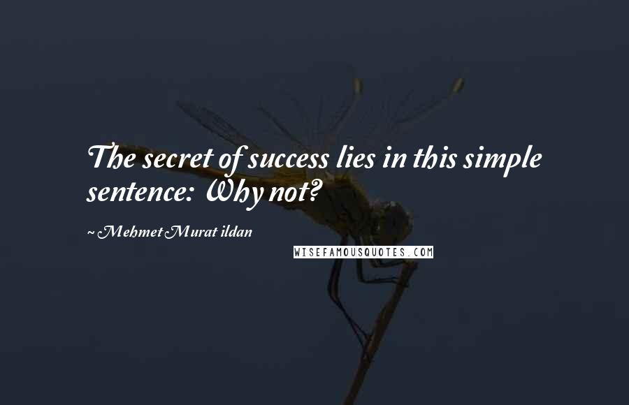 Mehmet Murat Ildan Quotes: The secret of success lies in this simple sentence: Why not?