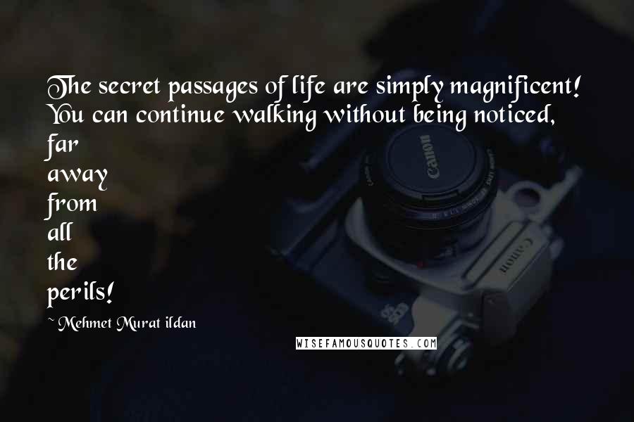 Mehmet Murat Ildan Quotes: The secret passages of life are simply magnificent! You can continue walking without being noticed, far away from all the perils!