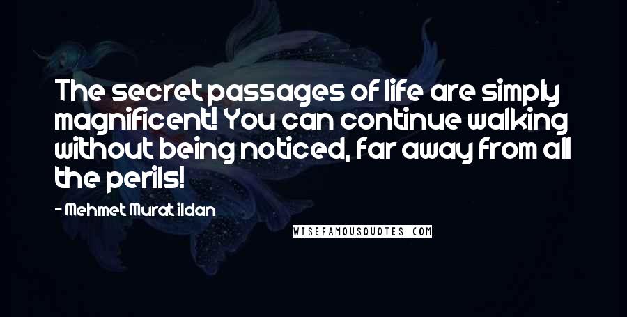 Mehmet Murat Ildan Quotes: The secret passages of life are simply magnificent! You can continue walking without being noticed, far away from all the perils!