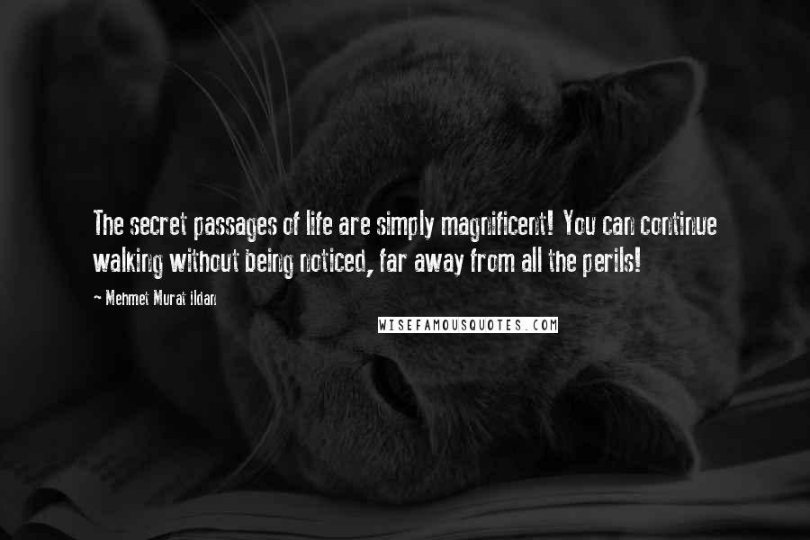 Mehmet Murat Ildan Quotes: The secret passages of life are simply magnificent! You can continue walking without being noticed, far away from all the perils!