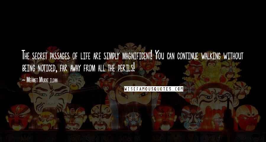Mehmet Murat Ildan Quotes: The secret passages of life are simply magnificent! You can continue walking without being noticed, far away from all the perils!